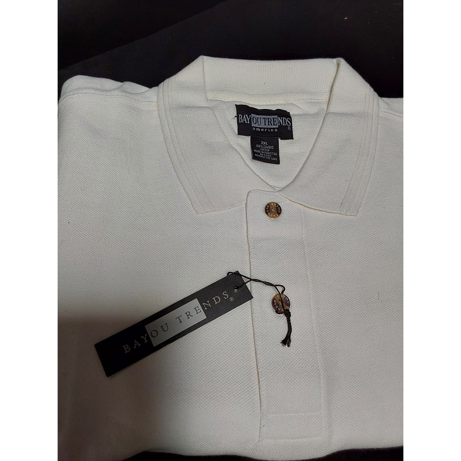 Mens New White Golf Shirt Size 2XL short sleeve by Bayou Trends Summer Ready
