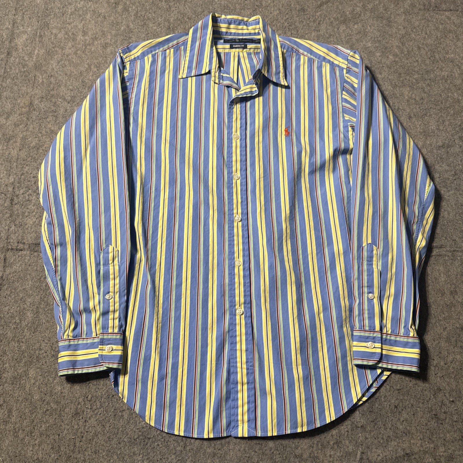 Ralph Lauren Classic Fit Colorful Striped Shirt Mens L Long Sleeve Button Up