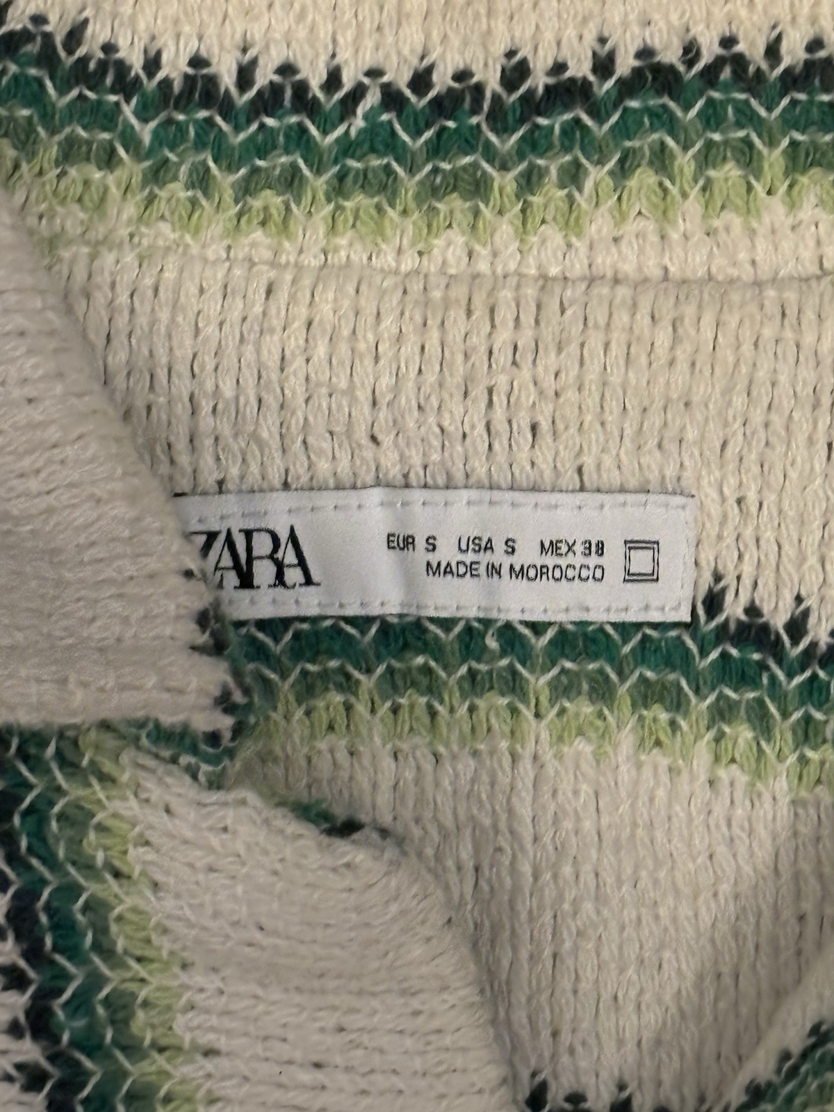 Zara Mens Summer Crochet Knit Cotton Striped Shirt Button-up Sz Small
