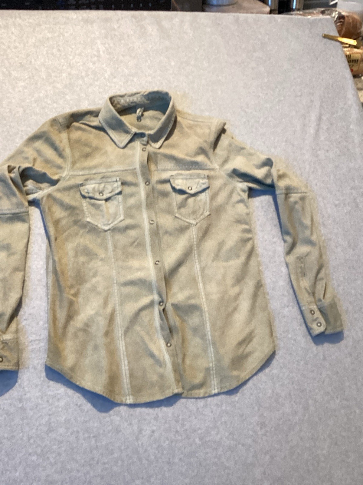 Roncarati Suede Button Up Long Sleeve Shirt 44 Made In Italy