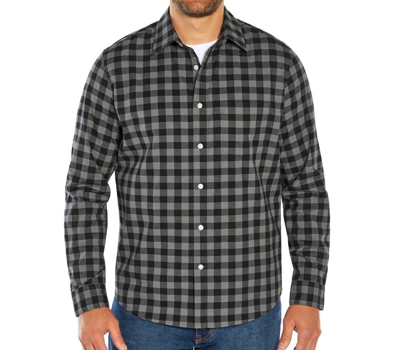 GAP Men’s Long Sleeve Button Up Woven Shirt, Willow Plaid, Size Large