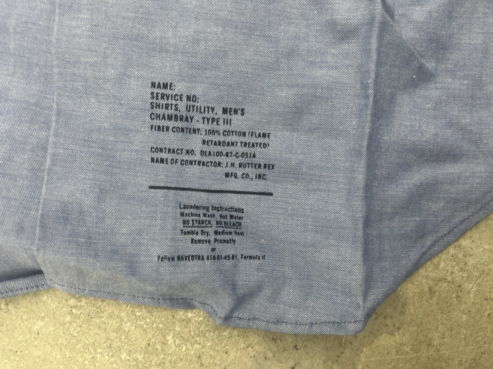 Original USN Chambray Work Shirt MED Naval Long Sleeve Utility Shirt US Navy