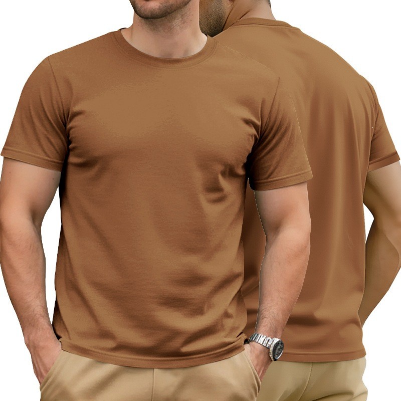 Summer Solid Crew Neck Sports Casual Tee