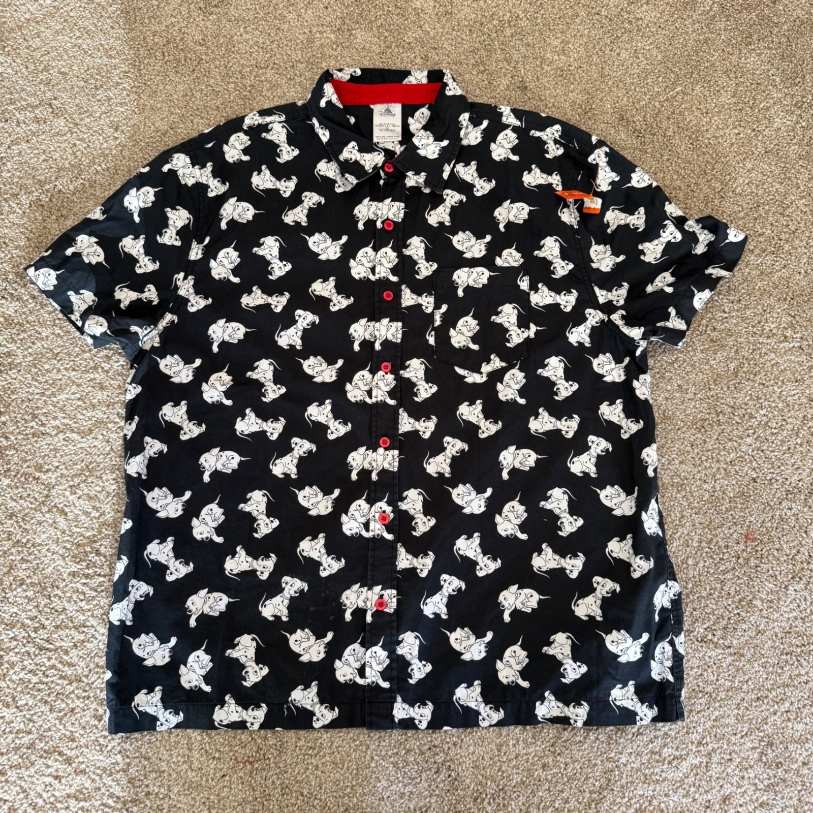 Disney 101 Dalmatians all over print Button Down Shirt Mens Large