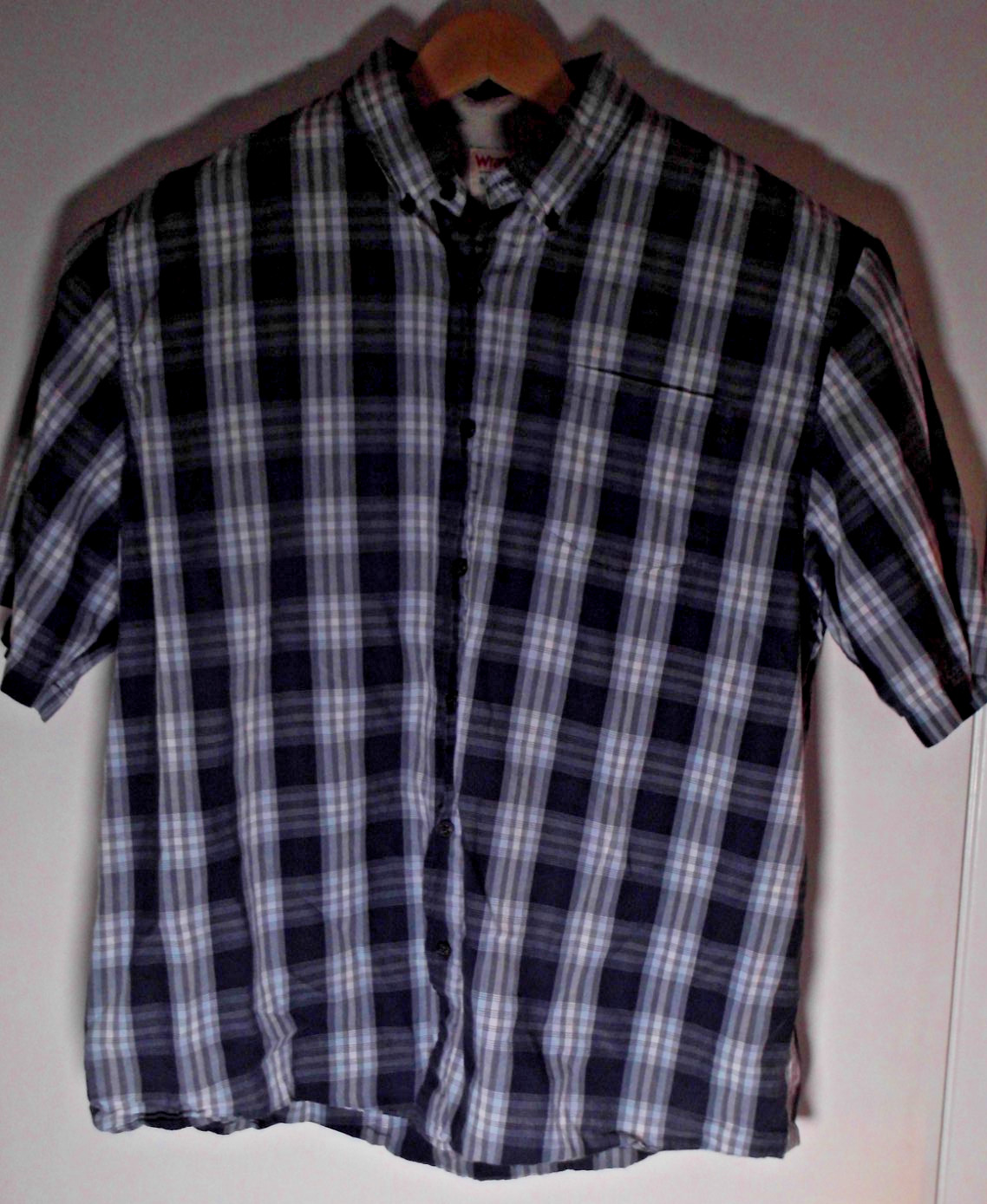 Wrangler Authentics Men’s Short Sleeve Shirt Size XL Blue Plaid 100% Cotton