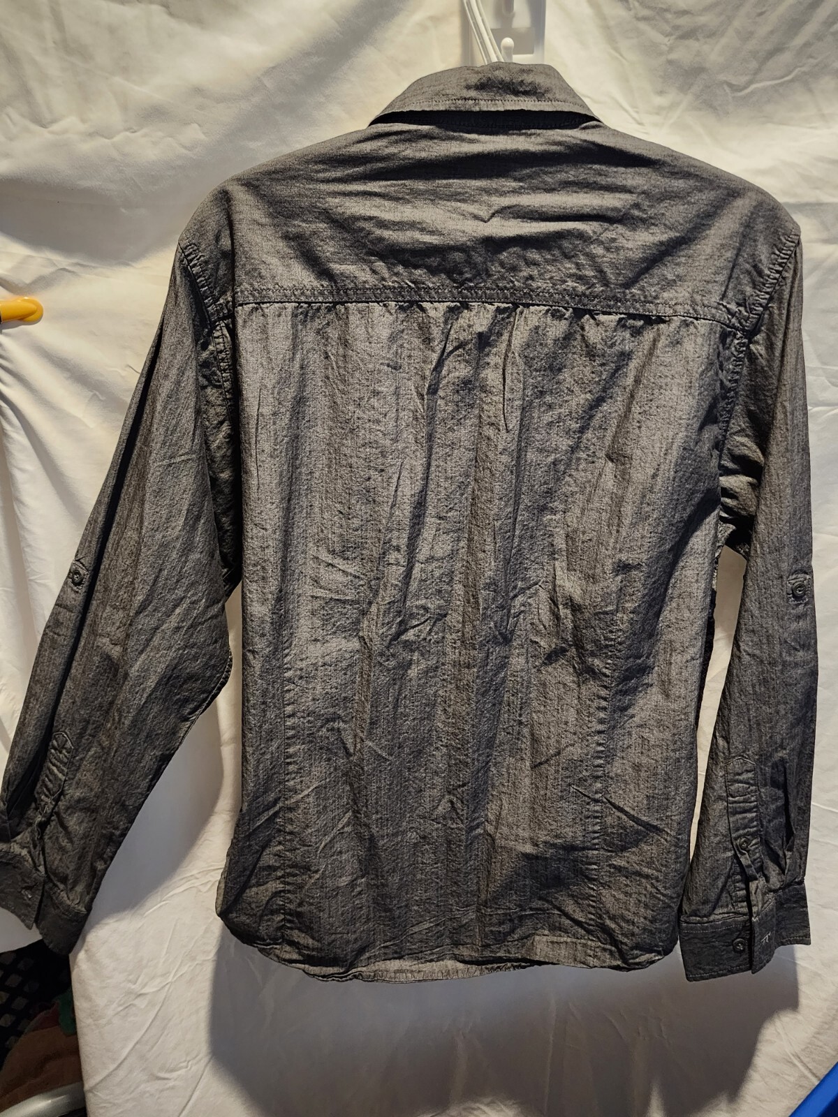 Marc Ecko Cut and Sew Button Down Black & Charcoal Gray Mens Large Shirt