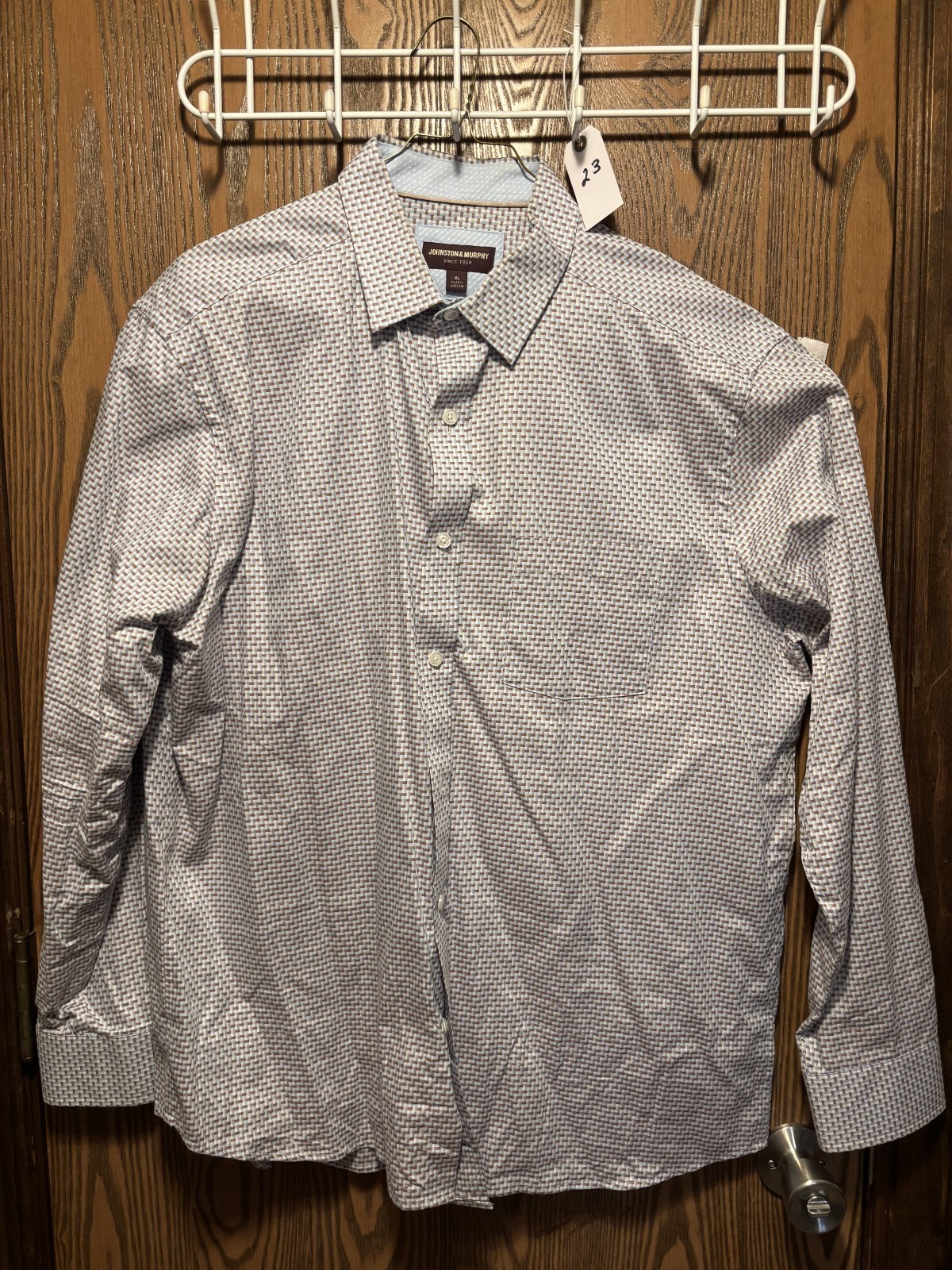 Johnston and Murphy Men’s Extra-large shirt brown and white checked long sleeve