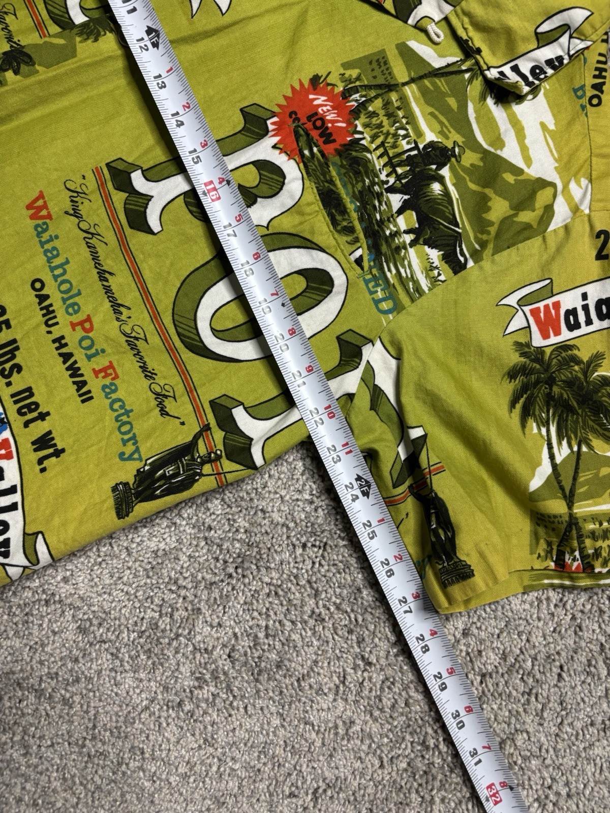 VTG Waiahole Poi Factory Hawaiian Holiday Sportswear Button Shirt Mens Food Oahu