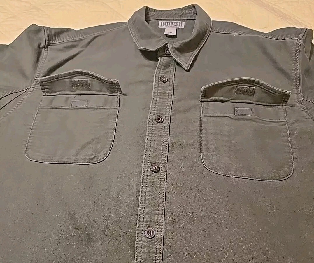 Duluth Trading HEAVY DUTY 97% cotton 3% Spandex SHIRT Size 2XL Green, 56″ Chest