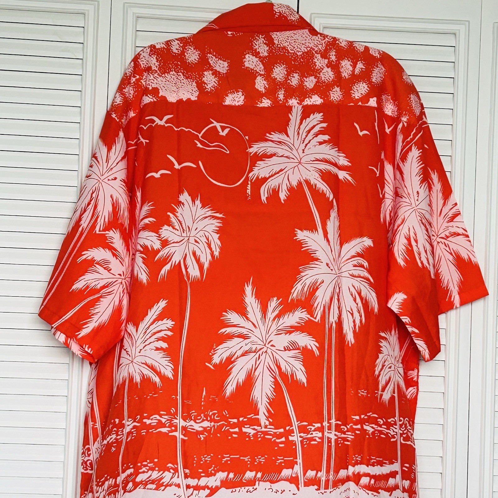 NWT Tropical Hawaiian Shirt 100% POLYESTER MEN’S 3XL ORANGE With Palm Tree’s