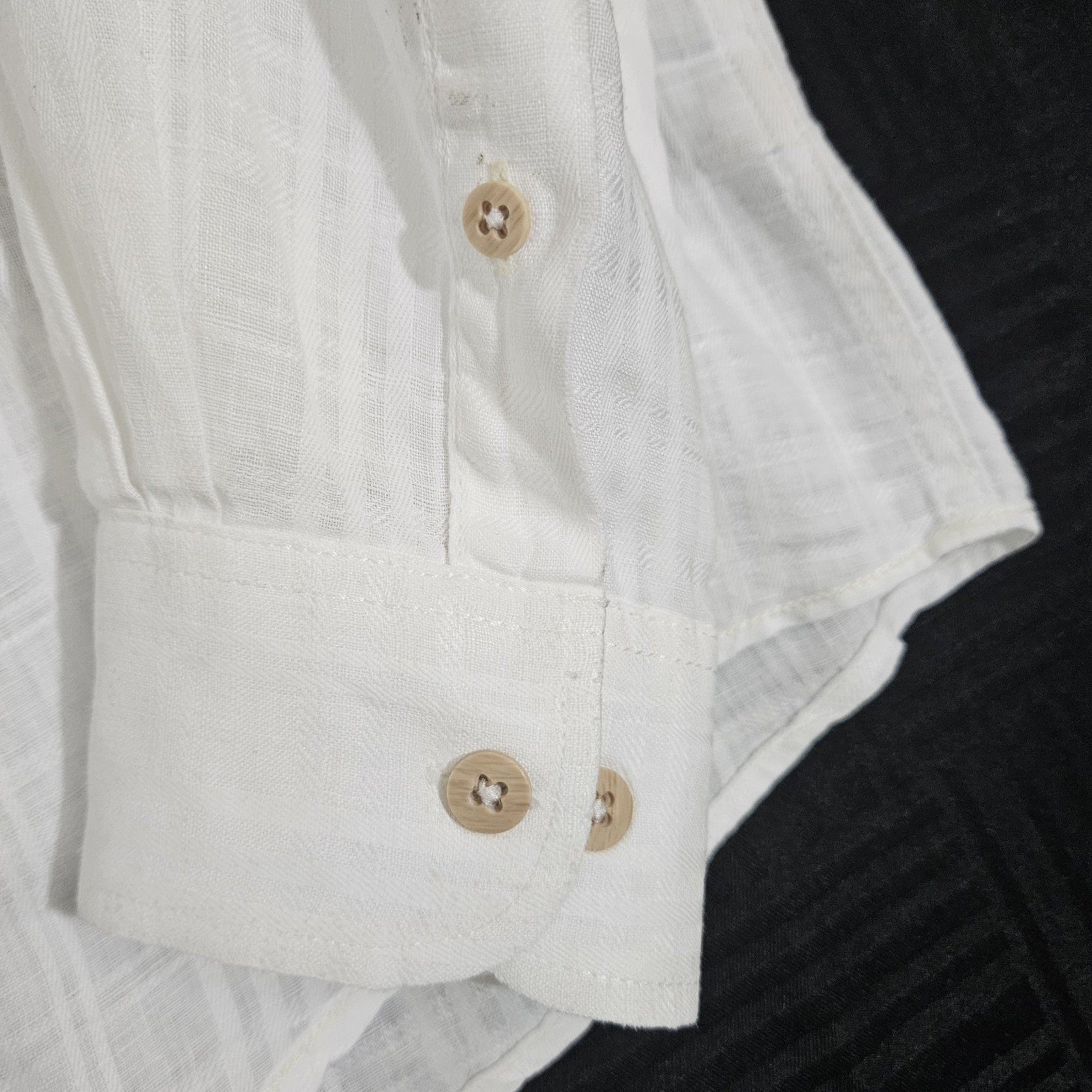 Caribbean Men’s XLTall White Button Front Shirt Beach Wedding Sheer Cotton As Is