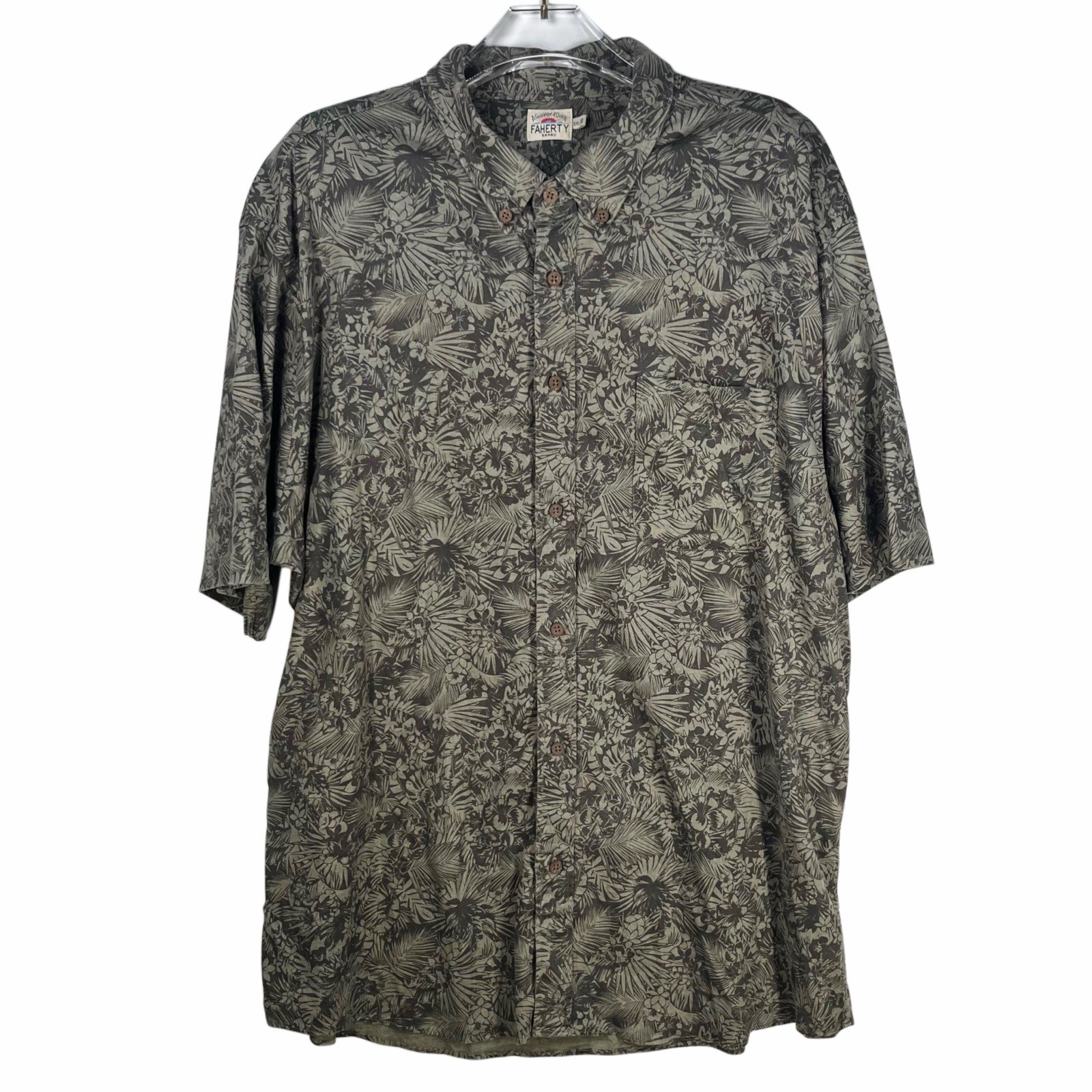 Faherty Shirt Men’s XXL Breeze Hemp Blend Tropical Beach Stretch Button Up