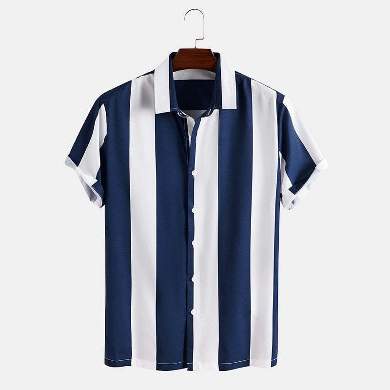 Spring 3D print flame short-sleeved casual shirt unique men’s clothing