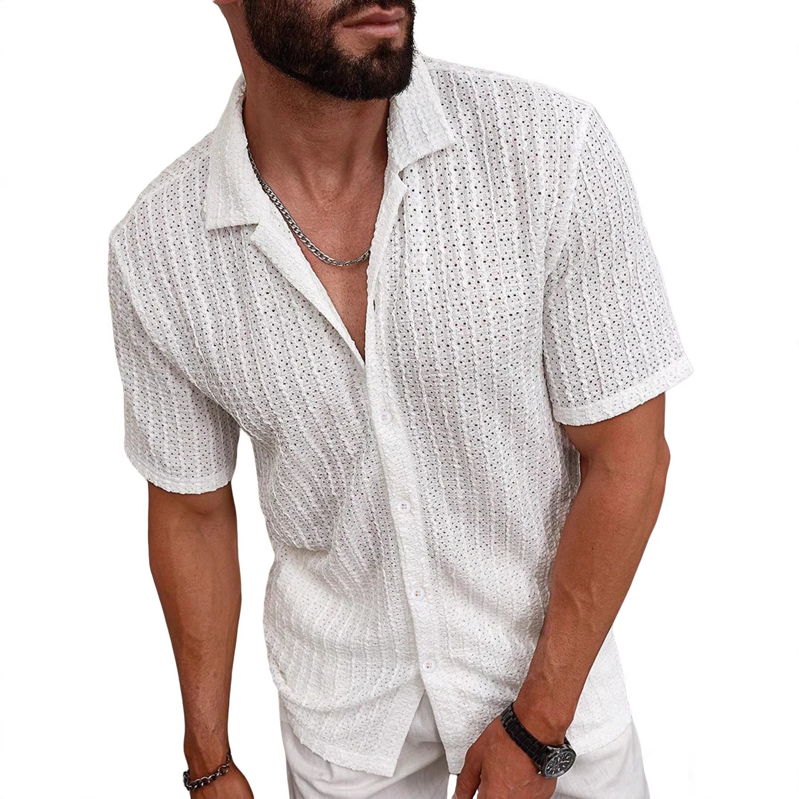 Men’s New Summer Button Lapel Casual Shirt