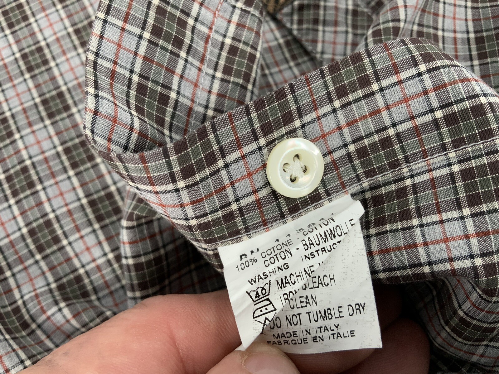 Billy Reid Standard Cut Button-Up Shirt XXL Brown Plaid Cotton Italy YGI C3-270