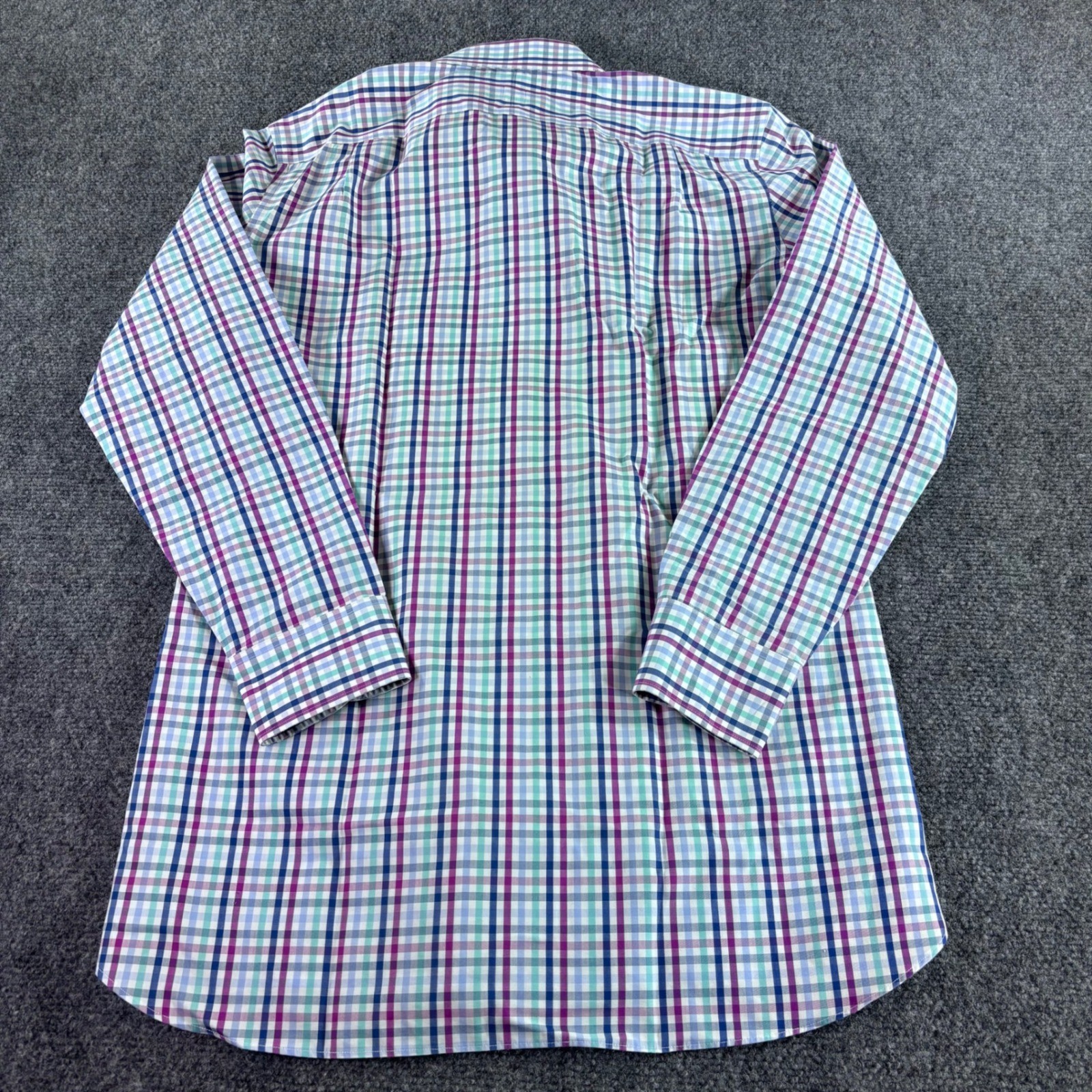 Bonobos Button Down Mens 15/33 Purple Teal Plaid Slim Fit Wrinkle-Free Shirt