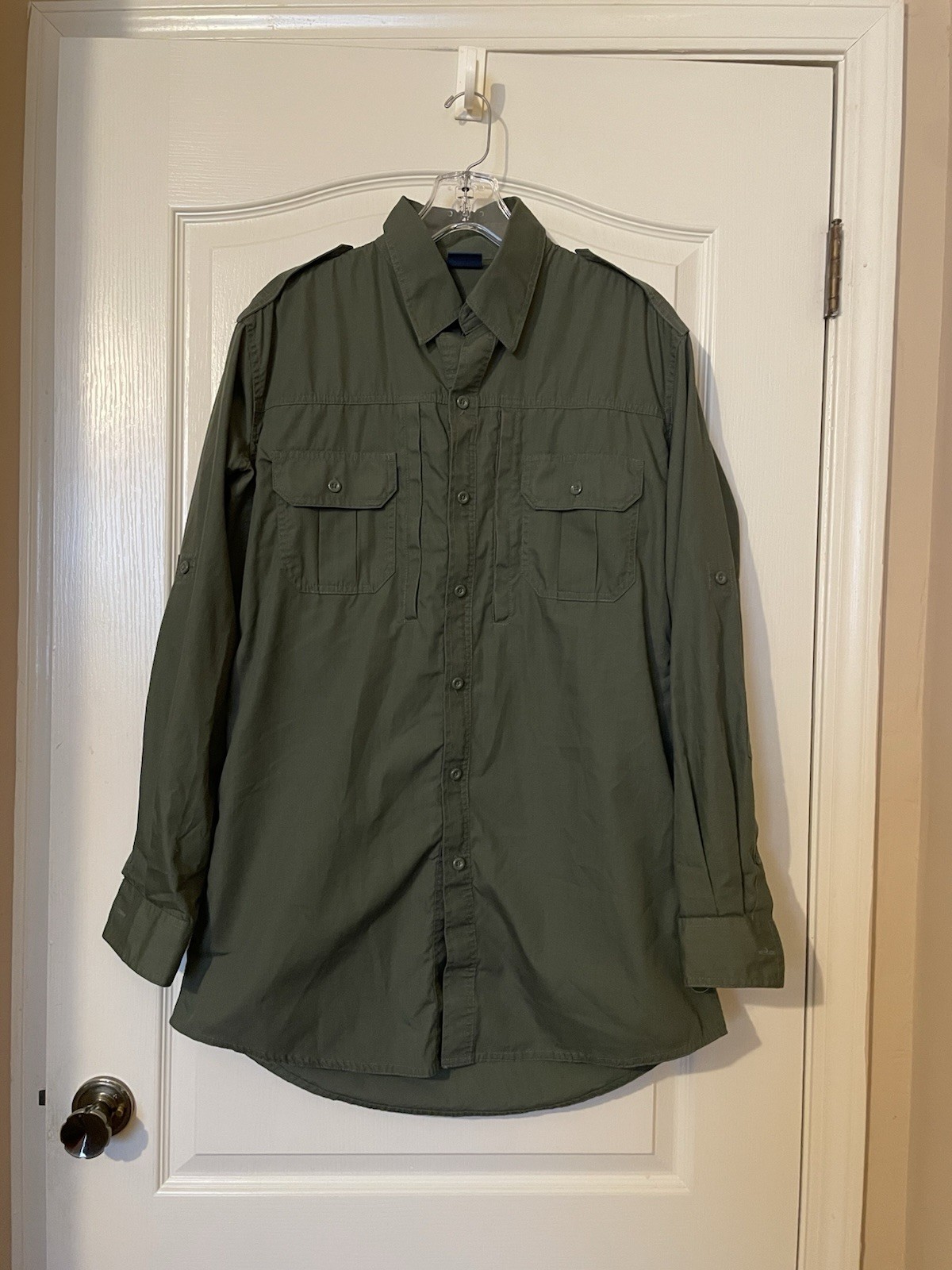 Propper Tactical Shirt Men’s M/L Army Green Long Sleeve Button Up Military Zip