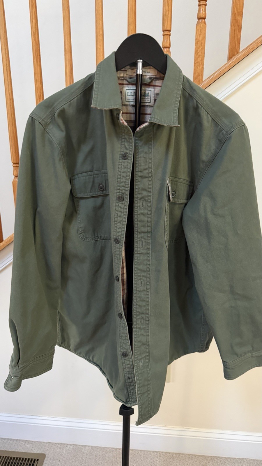 L.L. Bean Men’s Traditional Fit Solid Green Long Sleeve Button-Up Shirt M