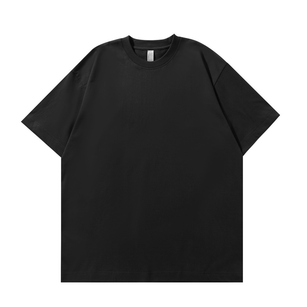 Loose American Drop Shoulder Solid 100% Cotton Crew Neck T-Shirt