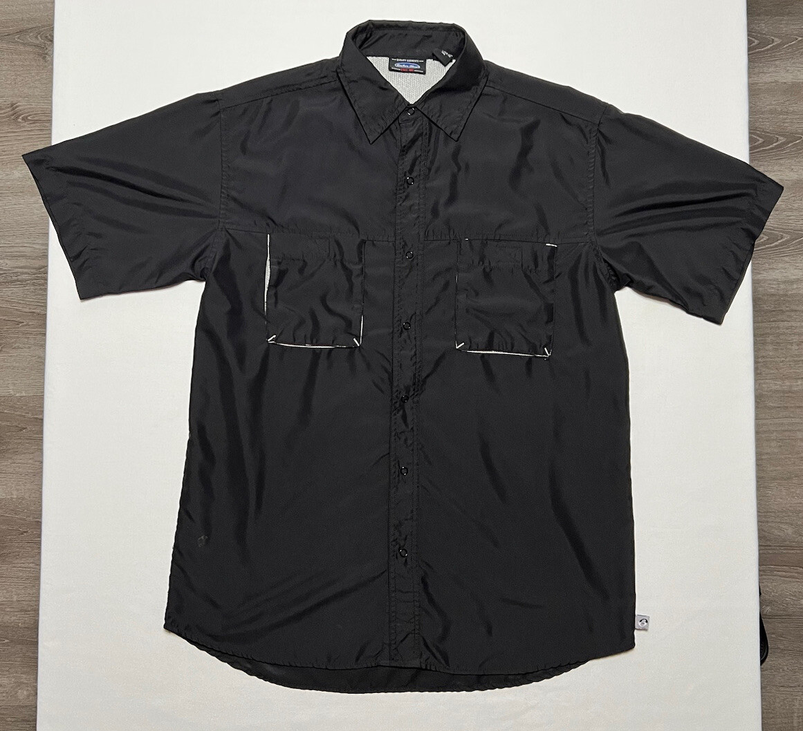 Anchor Blue Mens Short Sleeve Black 100% Polyester Shirt Sz Medium Front Pockets