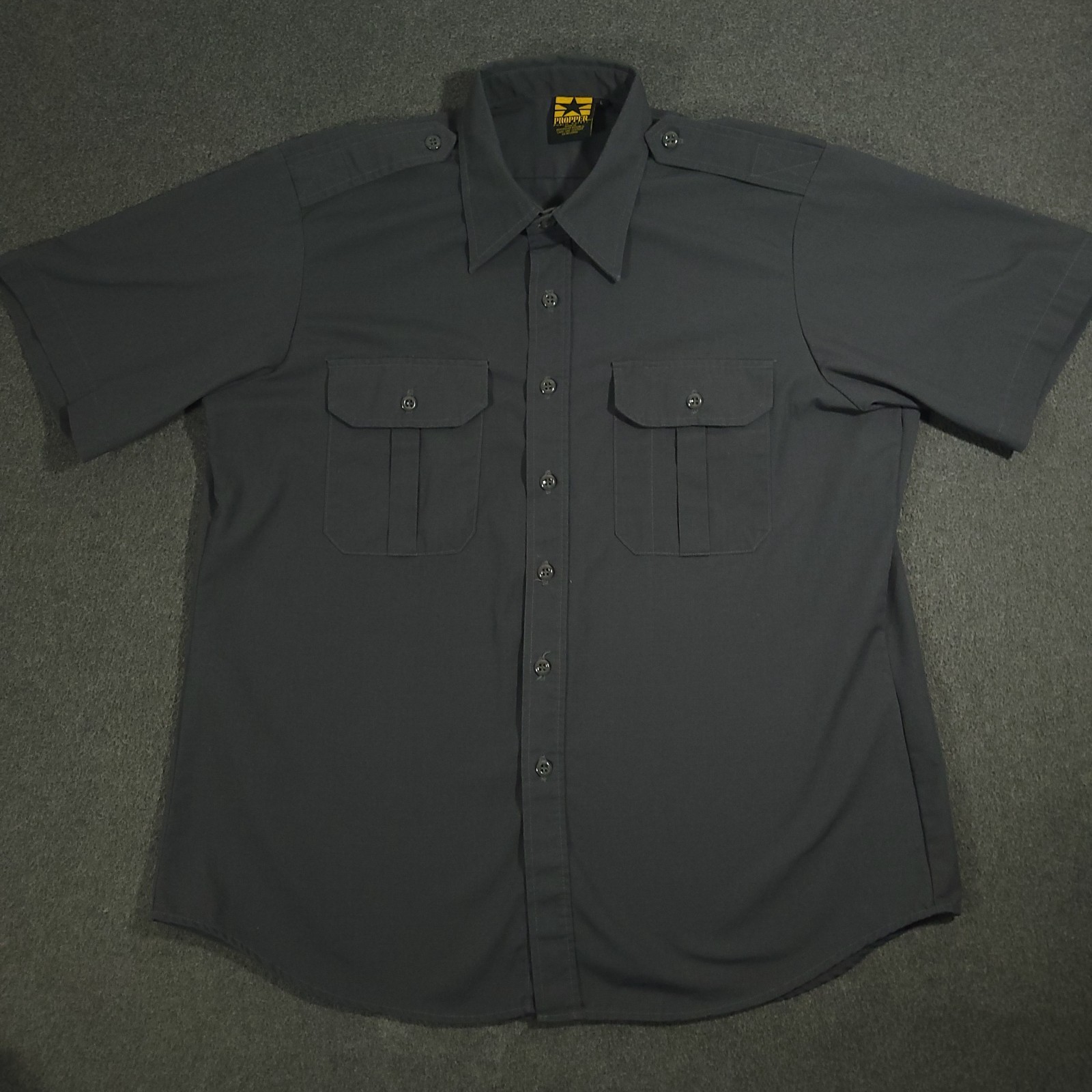 Propper Shirt Mens Size Large Gray Short Sleeve Button Up utility Ripstop