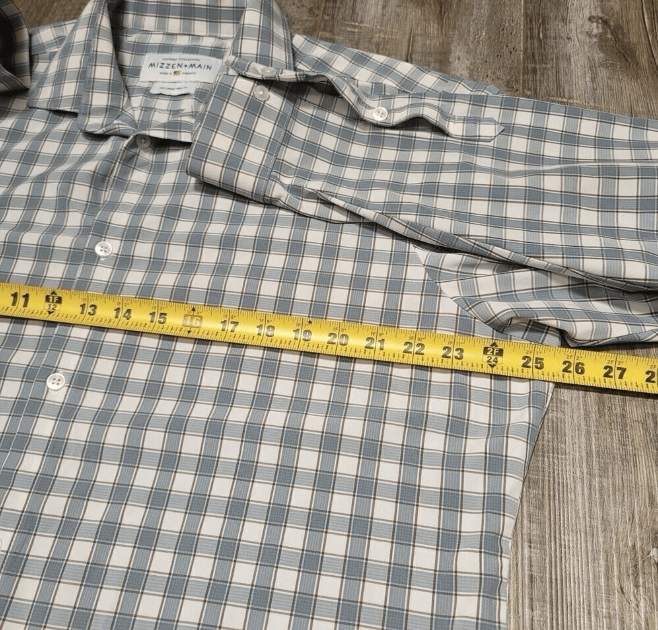 Mizzen + Main Leeward Collection Men’s 2XL XXL Trim Fit White Green Plaid