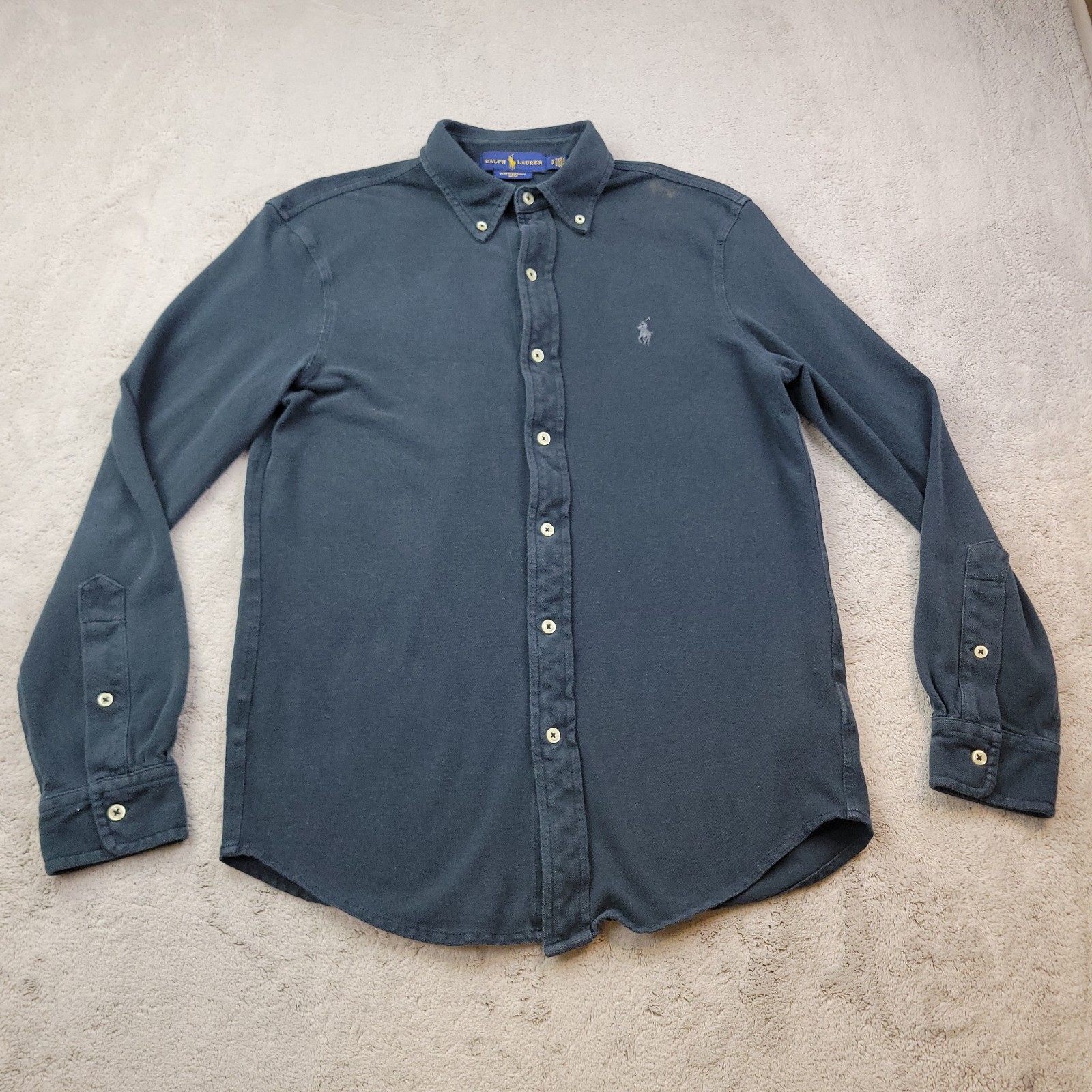Polo Ralph Lauren Button Up Shirt Mens Large Black Featherweight Mesh Pony