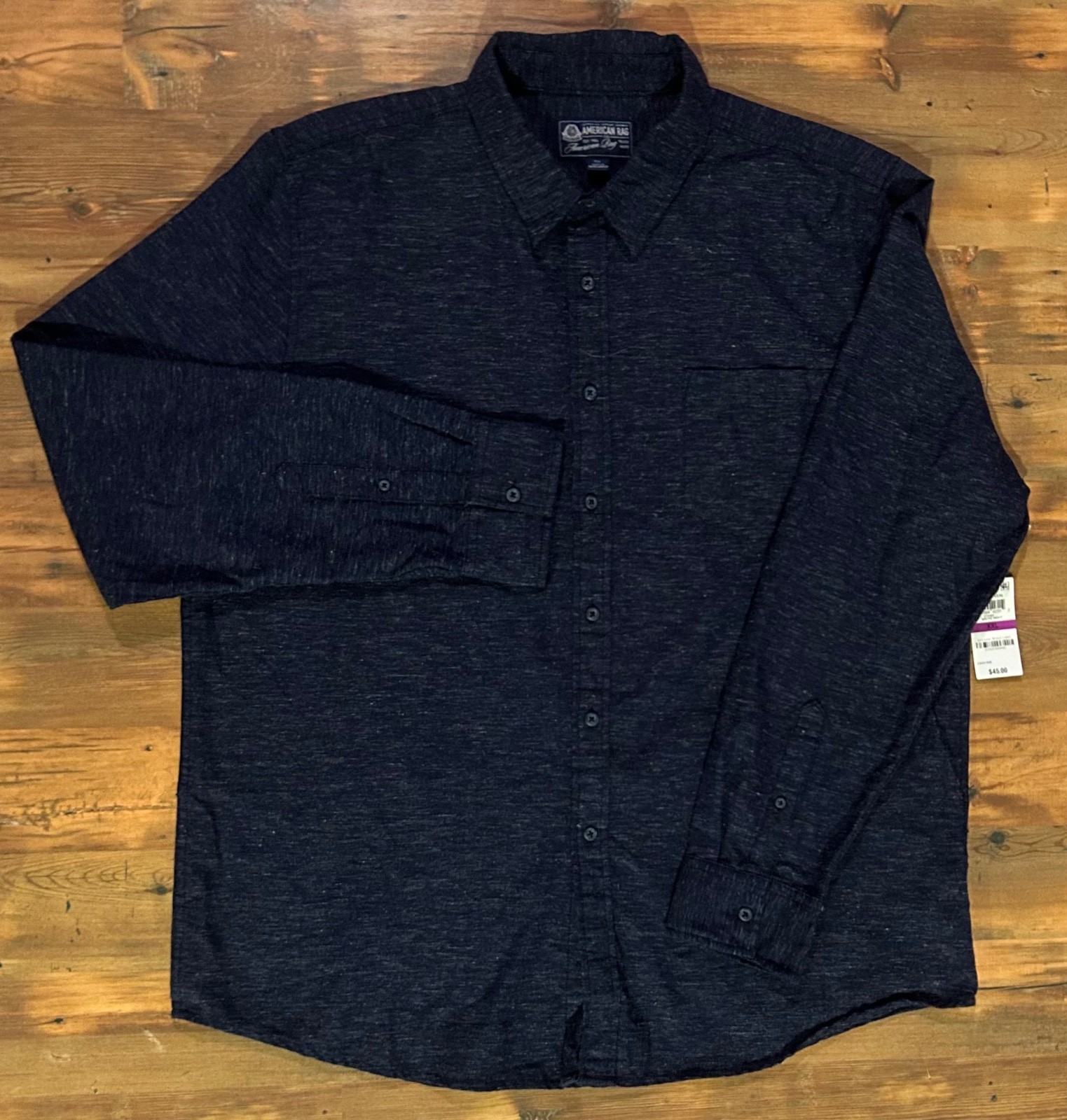 AMERICAN RAG – LONG SLEEVE – NAVY BLUE – DARK WASH – SLUB – XXL