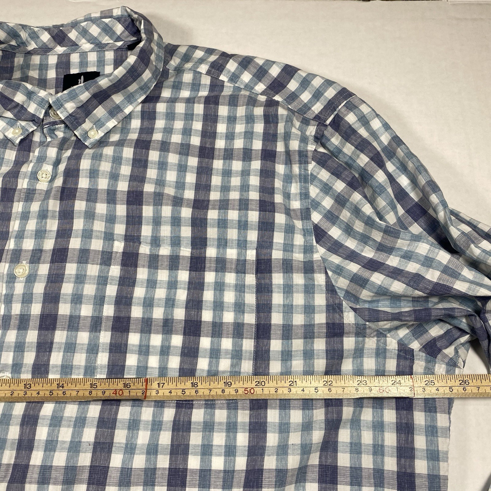 Johnnie-O Men’s Plaid L/S Button-Up Shirt Size XXL Blue Cotton Bamboo Blend