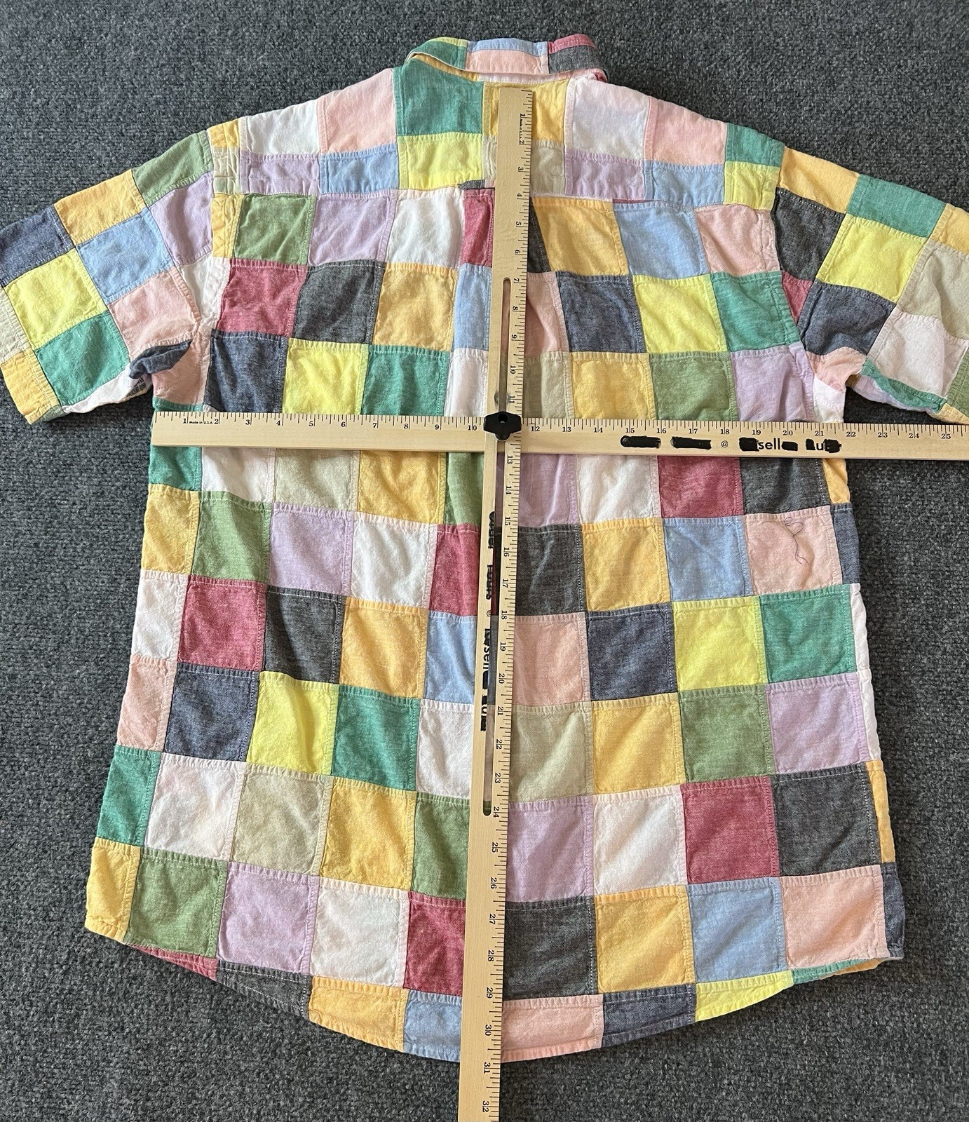 Vtg Orvis Patchwork Madras Shirt Mens Large Multicolor Plaid Preppy Button Down