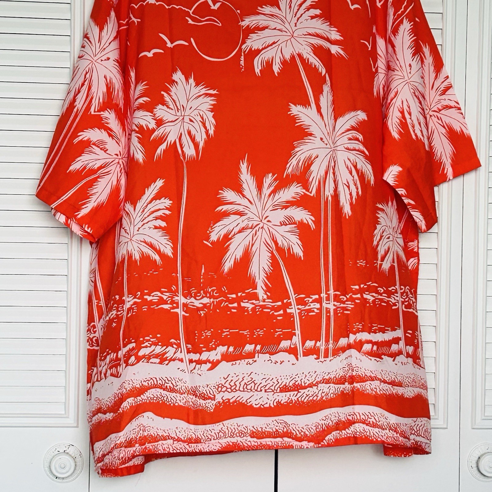 NWT Tropical Hawaiian Shirt 100% POLYESTER MEN’S 3XL ORANGE With Palm Tree’s