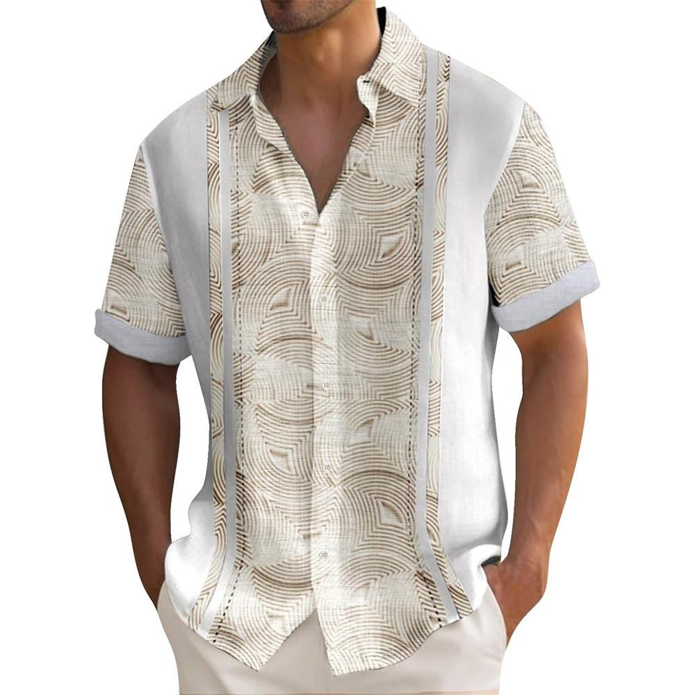 Men’s Casual Short Sleeve Guayabera Cuban Beach Wedding Button-up Dress Shirt