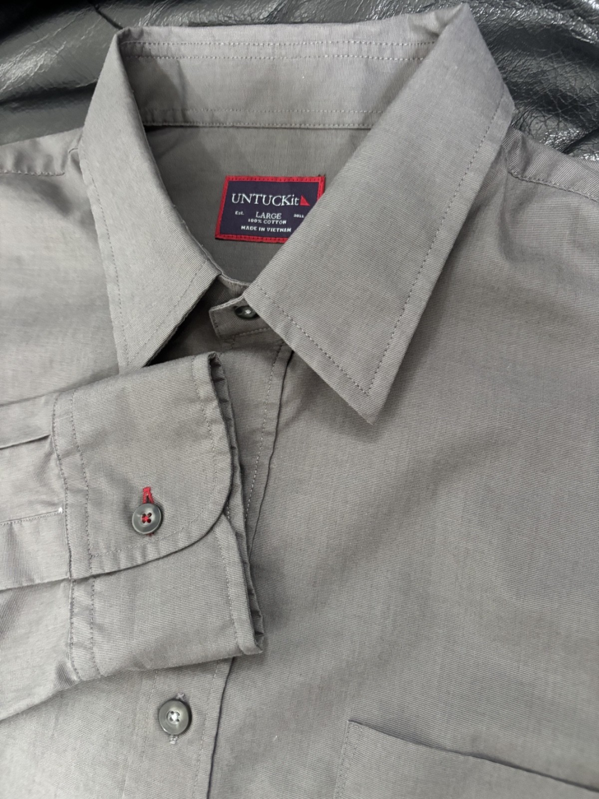 UNTUCKit Shirt Mens Gray Slim Fit Wrinkle Free Button Up Cotton Large