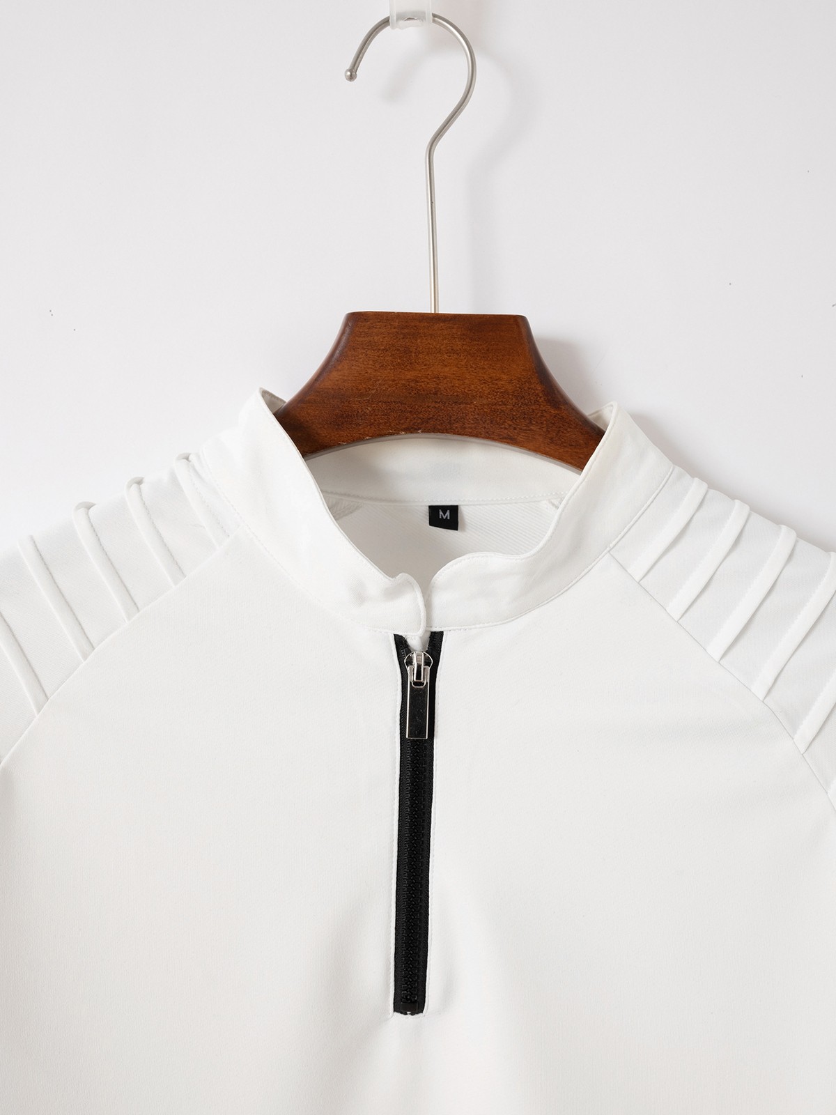 Men’s Daily Casual Arm Pleated Zipper Long-sleeved Tops Sports Pullover Shirt