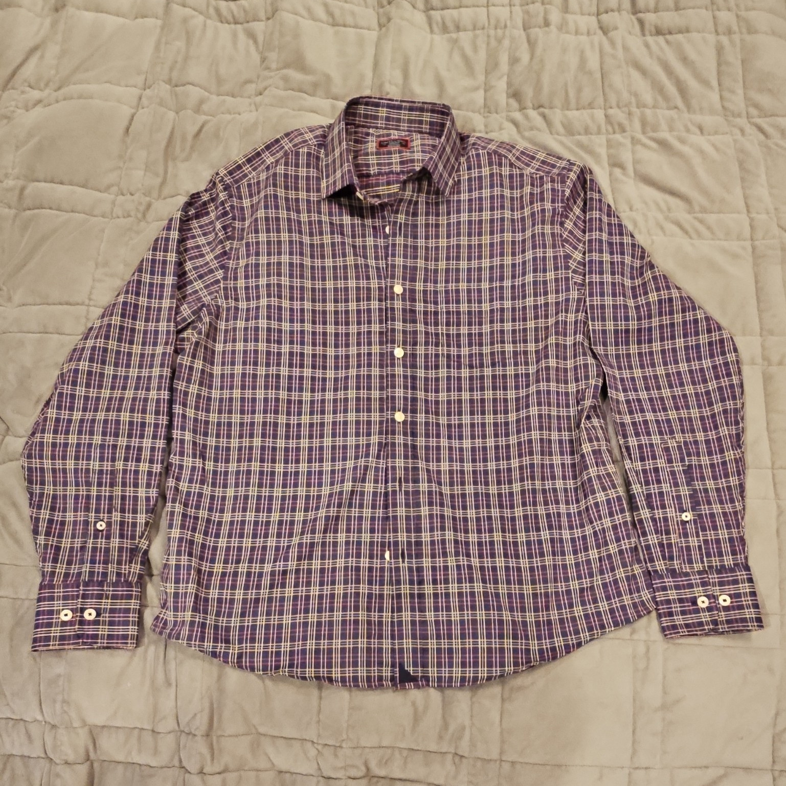 UntuckIt Talty Relaxed Fit Mens M Plaid Long Sleeve Button Up Shirt 41175