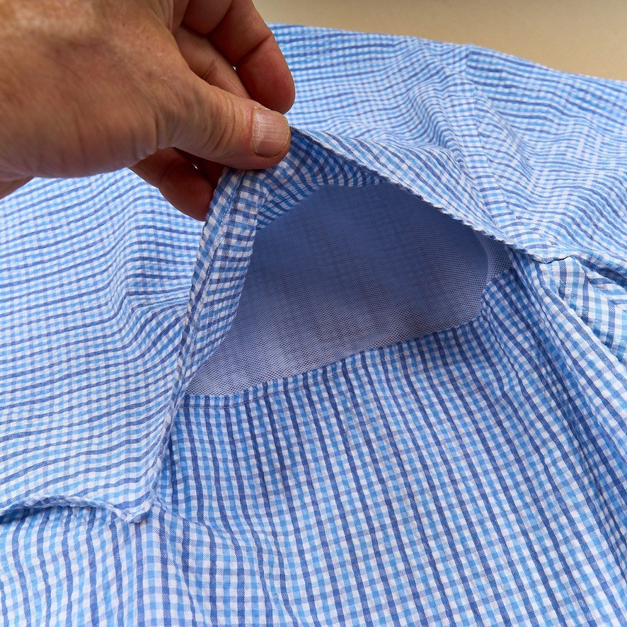 Criquet Shirt Blue Check Seersucker Vented Casual Button Fishing Short Sleeve XL