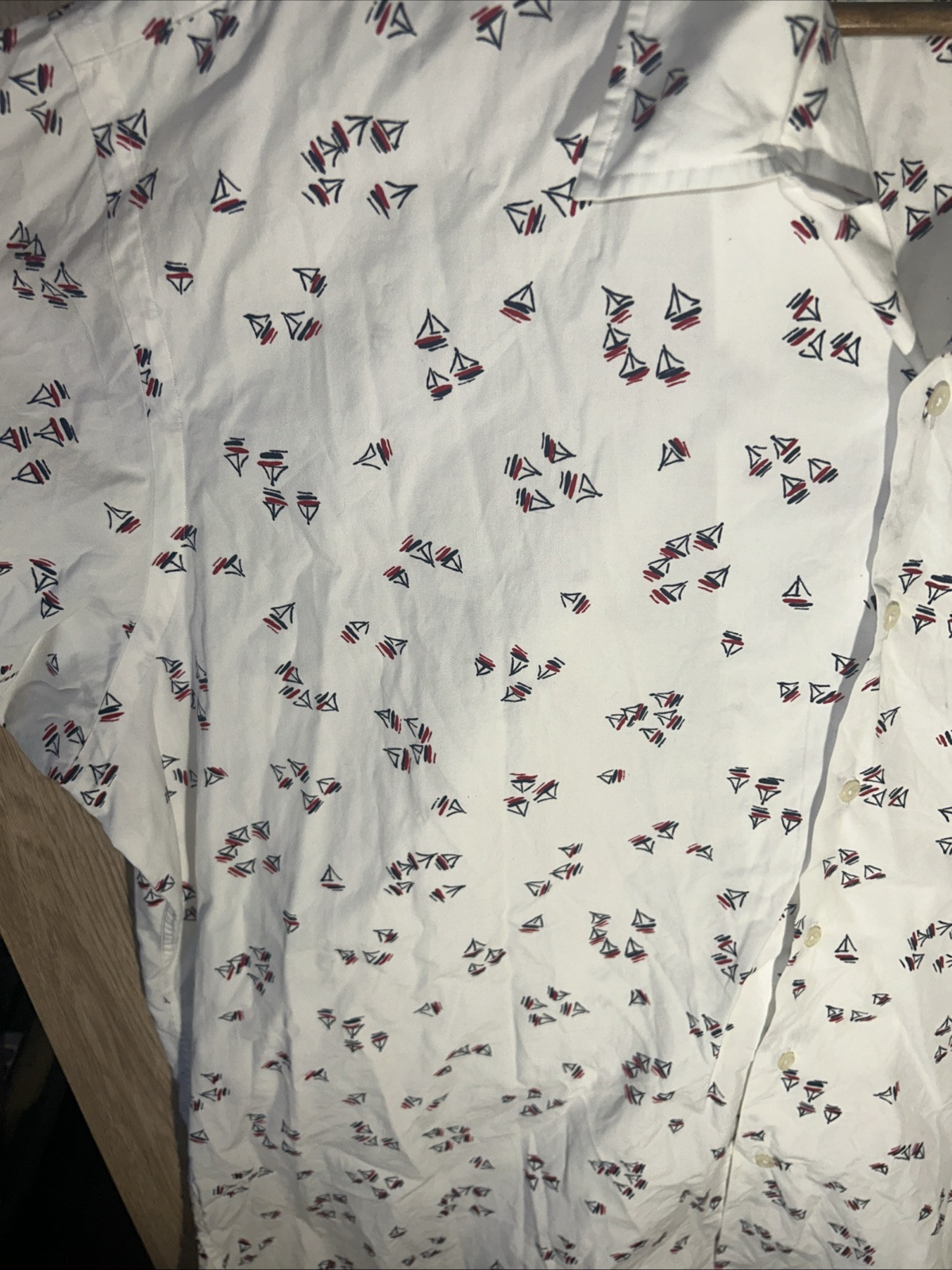 Vintage Polo Ralph Lauren Clayton Mens 2XL Sailboat Print Short Sleeve Button Up