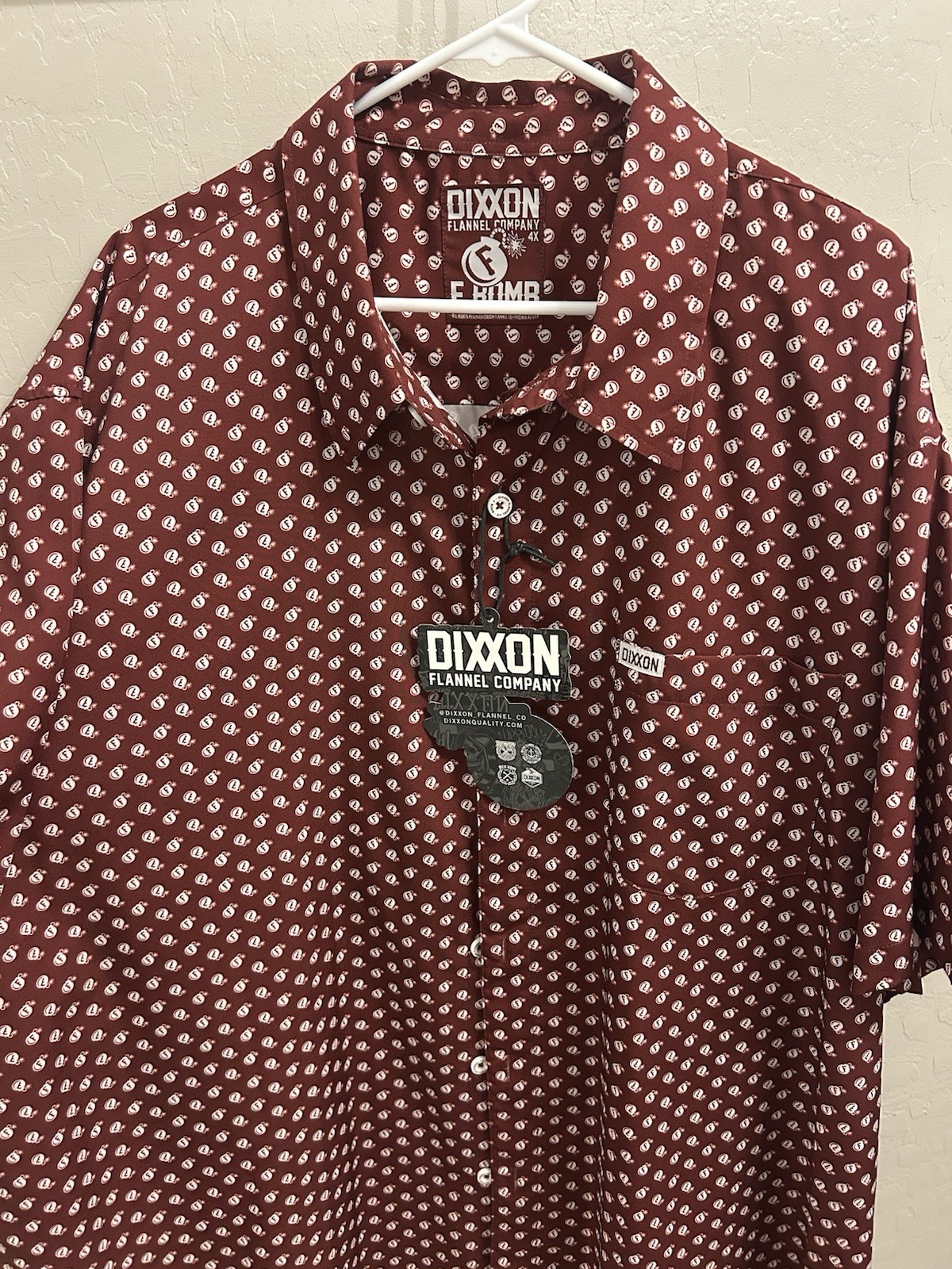 Dixxon Flannel Company F Bomb Burgundy/White Graphic Print Button-Up Shirt 4X