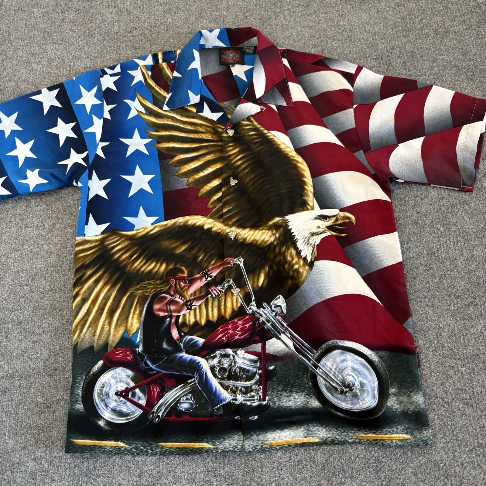 Vintage Dragonfly Clothing Short Sleeve Shirt Motorcycle USA Mens XL
