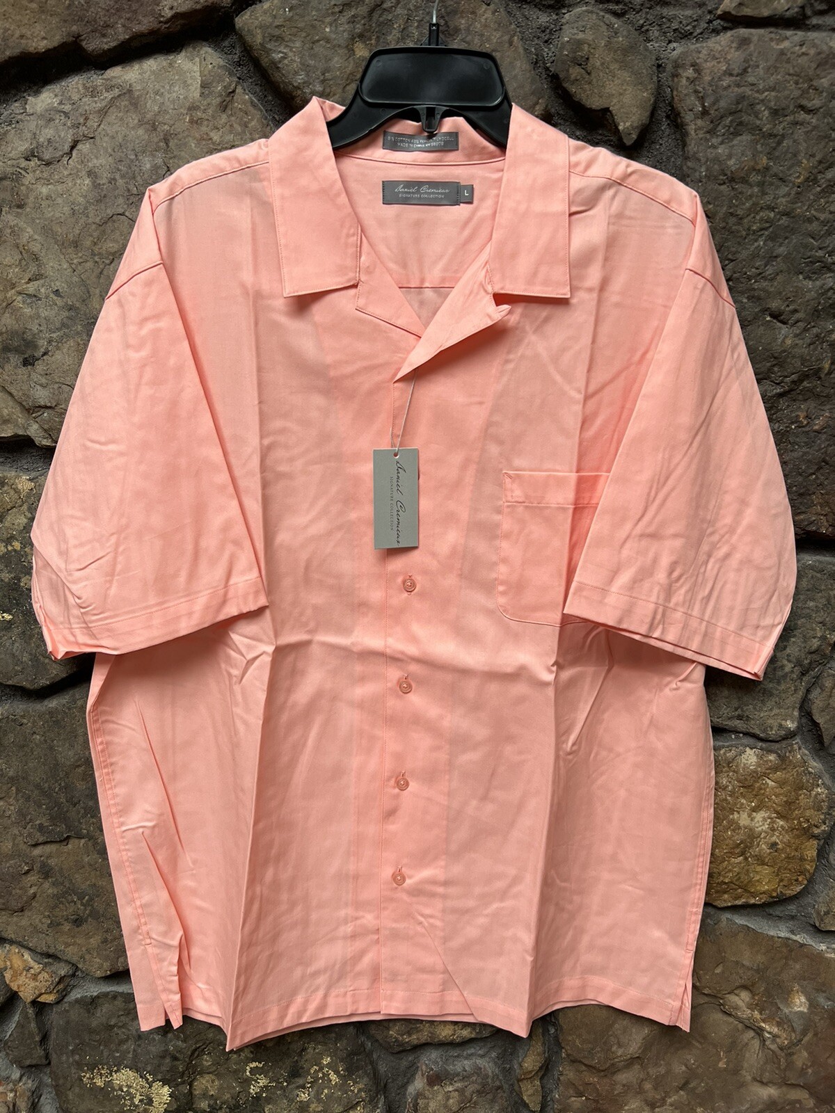 Daniel Cremieux SIGNATURE Short Sleeve Mens Shirt Size L CORAL NWT$85 S95WT200