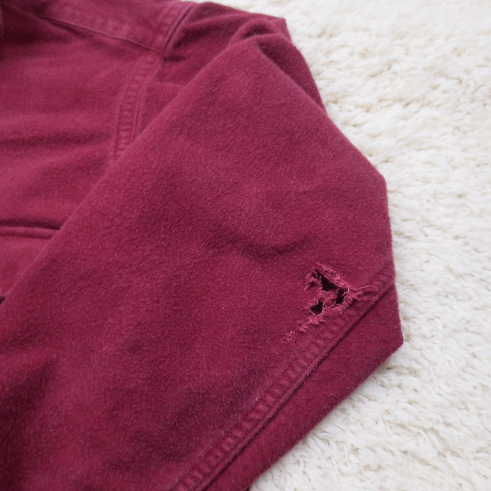 VINTAGE LL Bean Shirt Mens 16 Tall Red Button Up Chamois Flannel Outdoor 90s USA