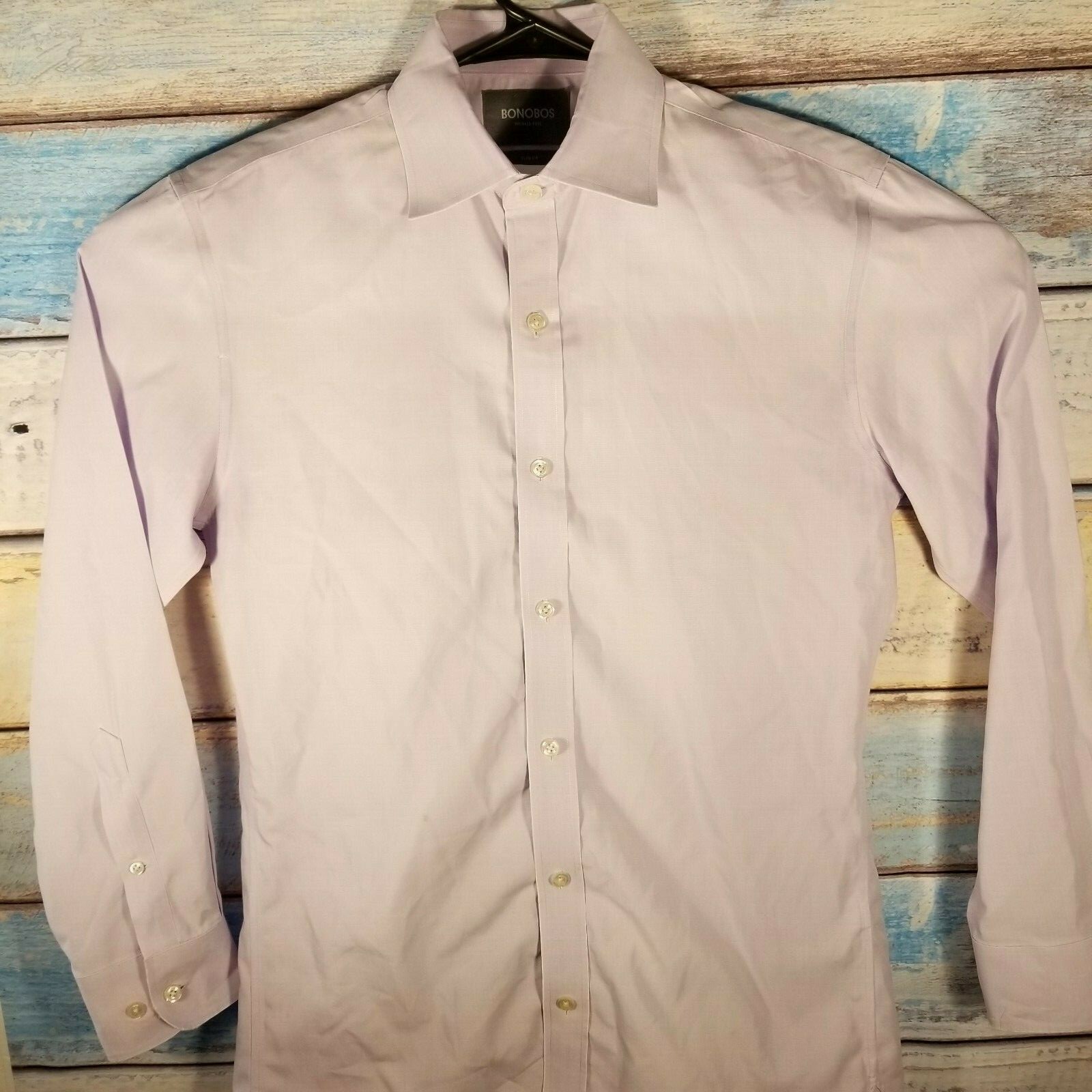 Bonobos 15/32 Slim Fit Wrinkle Free Purple Long Sleeves 100% Cotton USA Seller