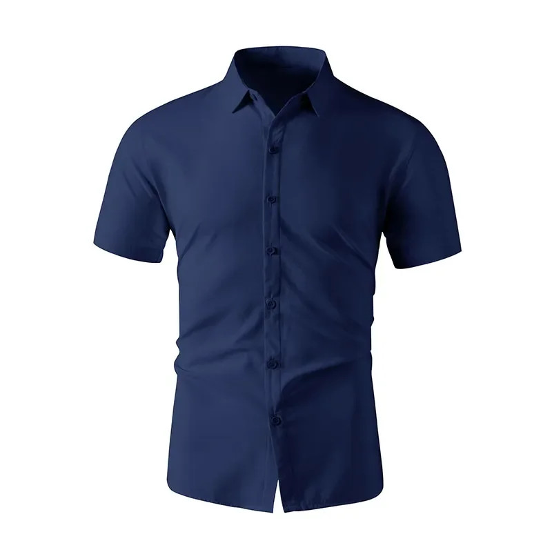 New Men’s Business Casual Solid Color Short Sleeved Shirt for Summer Fashion No