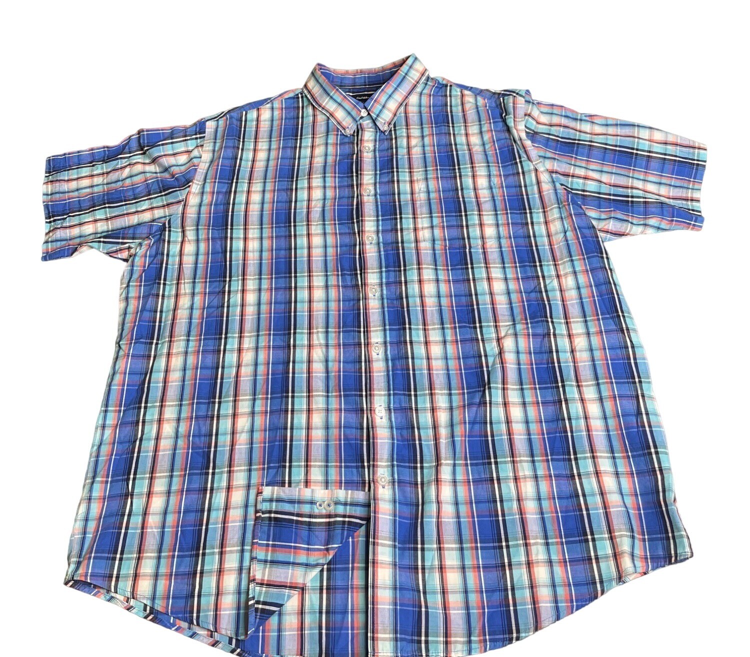 2XL Croft & Barrow Blue Plaid Botton-Down shirt Western Wear Classic Comfortable