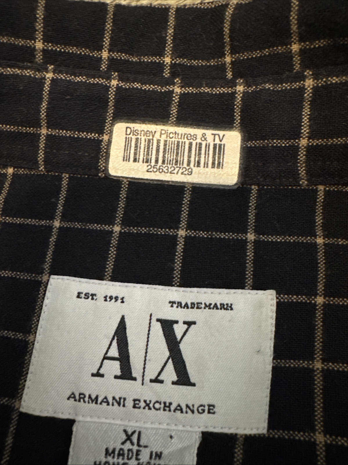 Disney movie Armani Exchange A/X Button Up Shirt Mens Black Yellow XL