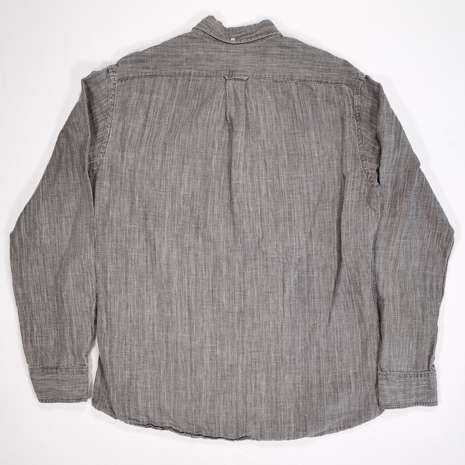 GUSTIN Men’s XXL Gray Chambray Cotton Hemp Blend Button Down Long Sleeve Shirt