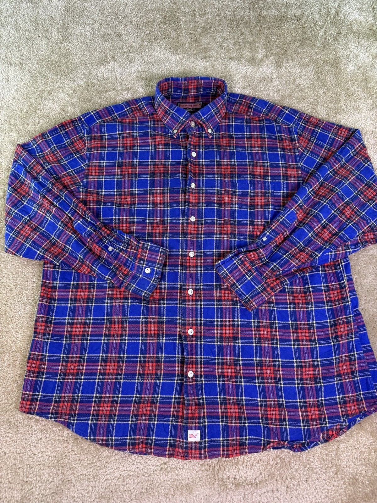 Vineyard Vines Murray Shirt Men’s XL Flannel Red Blue Plaid Button Down E455
