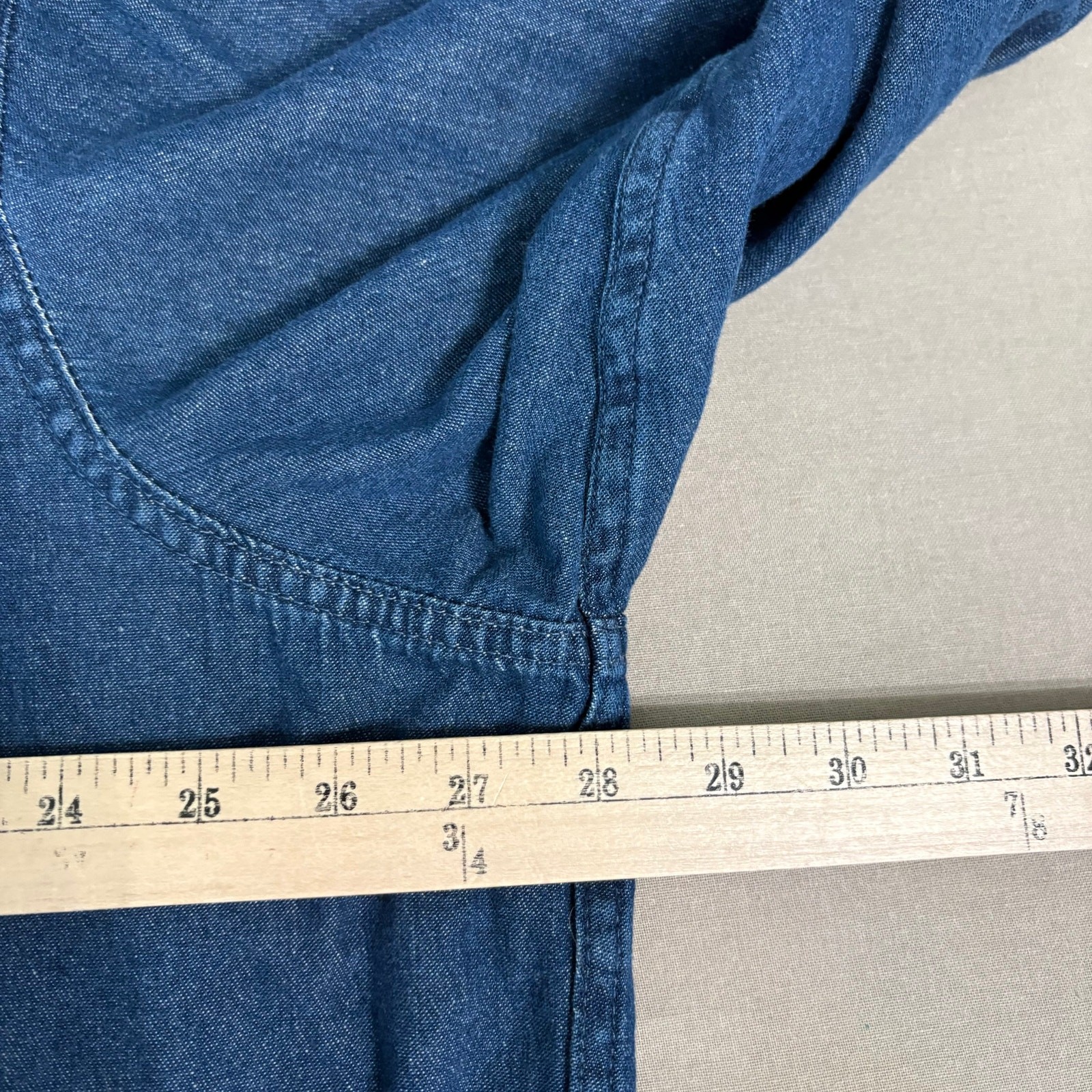 Wrangler Denim Shirt Mens Size Big 2X Blue Button Up Long Sleeve Casual Pockets
