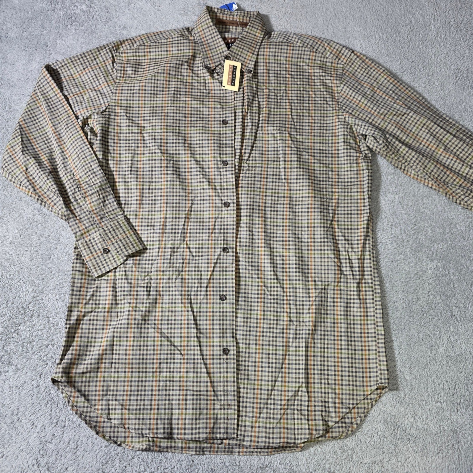 Robert Talbott Mens Medium Button Down Shirt Multicolor Check Cotton B261-21