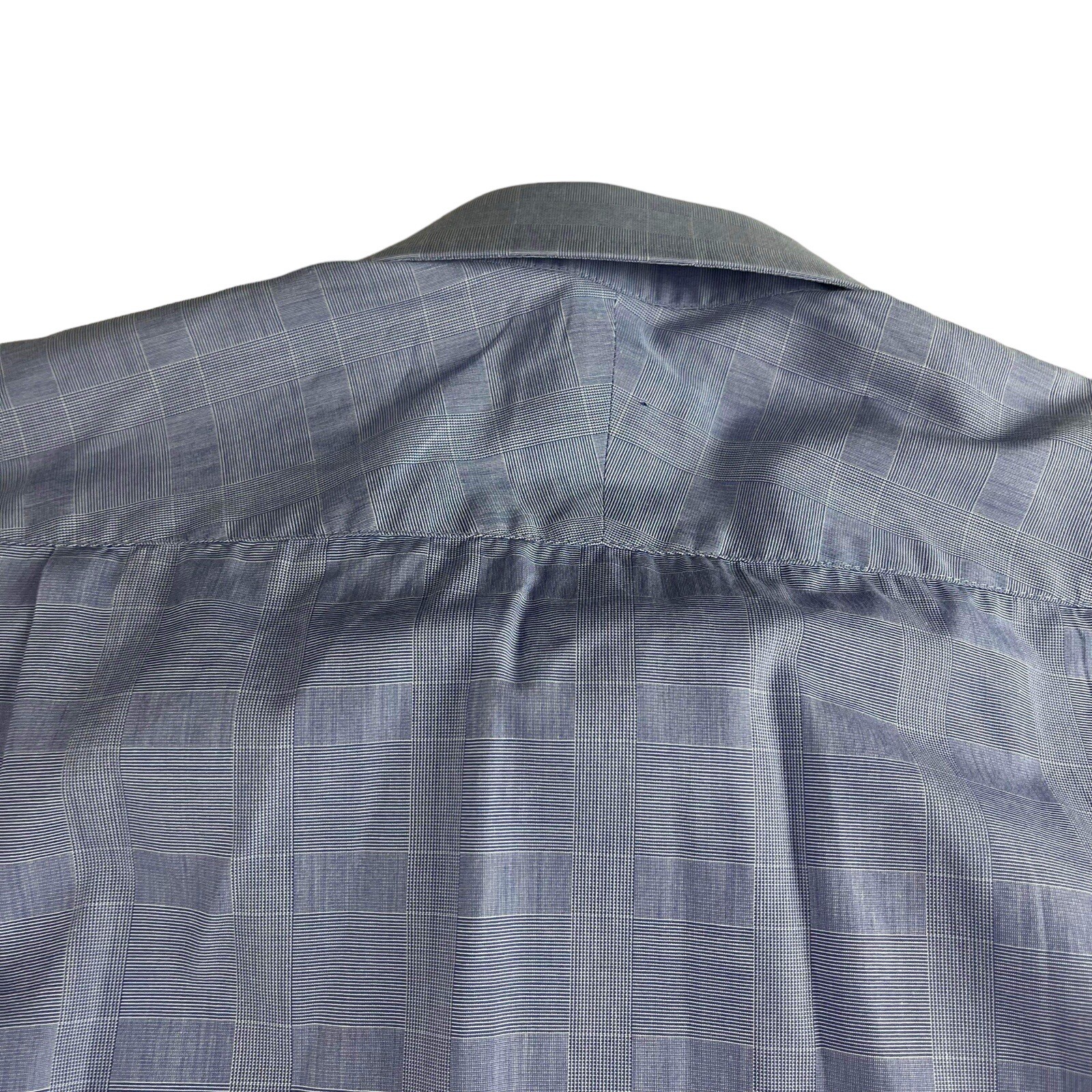 Aquascutum Of London Shirt Blue Check Shirt Men’s 42cm / 16 1/2″ Two Fold Cotton
